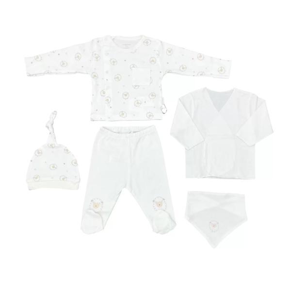 Andywawa Ac25560 Newborn Set Tinny Ships 5'li Hastane Çıkışı Ekru - Image 1