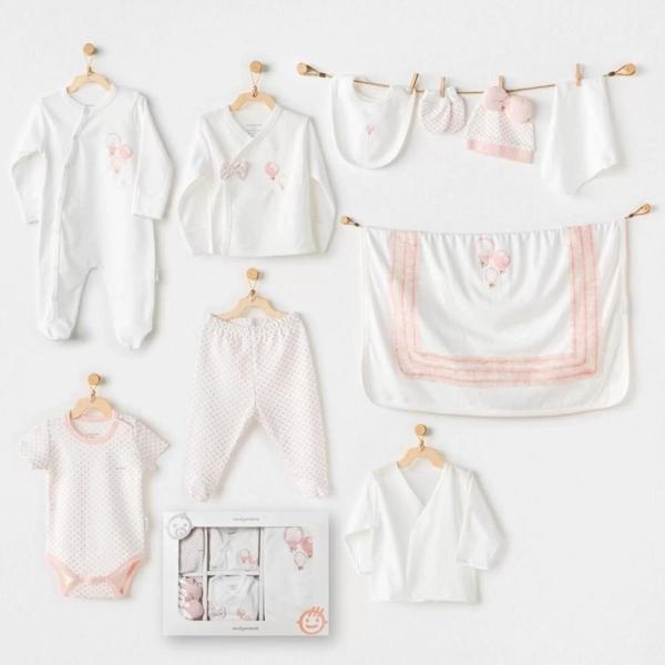 Andywawa Ac25551 Newborn Set Pınk Baloons 10'lu Hastane Çıkışı Ekru - Image 1