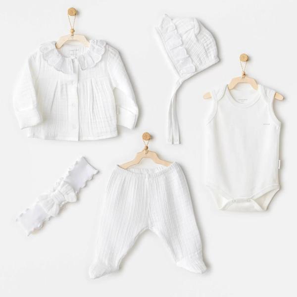 Natural Gift Müslin 5'li Hastane Çıkışı White - Image 1