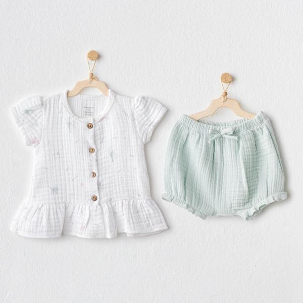 Love Family Müslin 2'li Zıbın Set Mint - Image 1