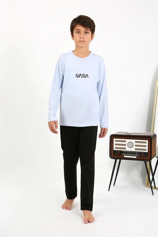 Erkek Çocuk Uzun Kol Penye Pijama Takım BuzMavisi - Image 1