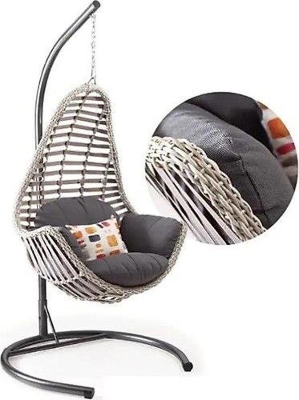 Lucas Exlusive Kule Rattan Hamak Salıncak (Minder Hediyeli) Gri - Image 1