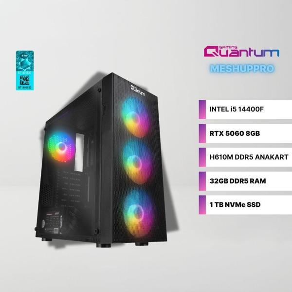 Quantum Gaming MeshupPro EV1804 Intel i5-14400F 32GB DDR5 1TB NVMe RTX 5060 8GB Masaüstü Oyun Bilgisayarı - Image 1
