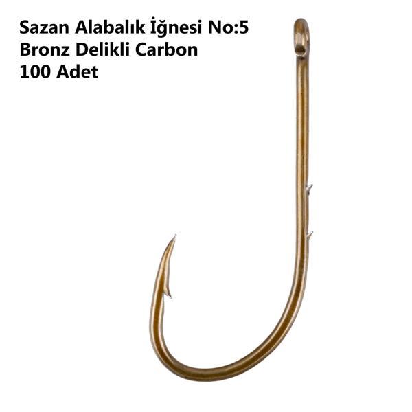 Effe Sazan Alabalık İğnesi No:5 Bronz Delikli Carbon 100 Adet 92666-5 - Image 1