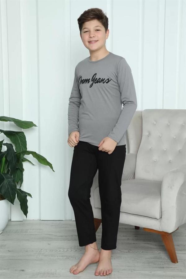 Erkek Çocuk Penye Pijama Takım Füme - Image 1
