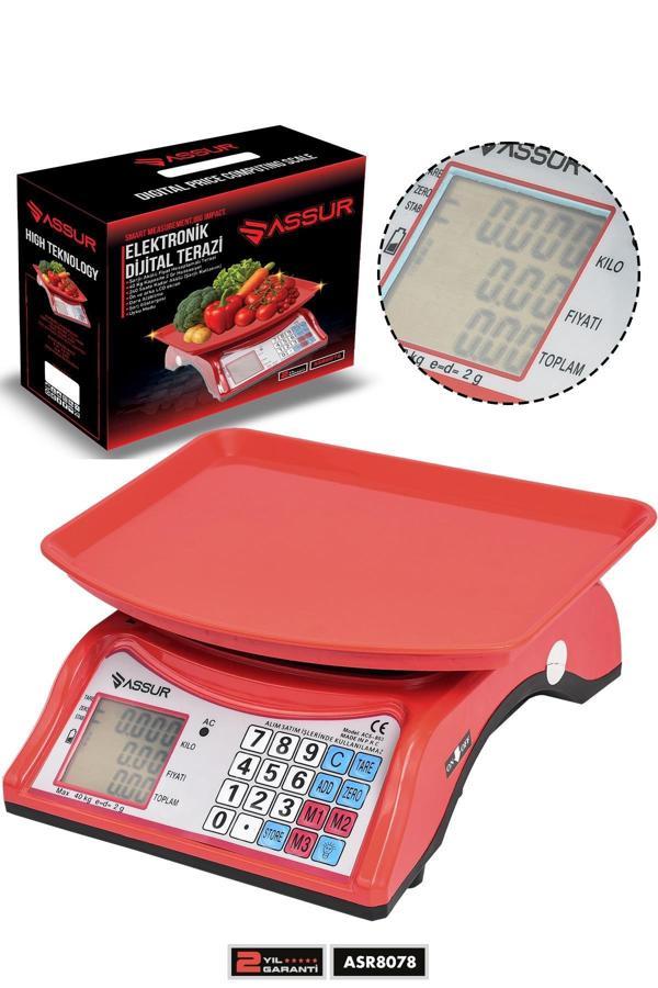 Assur Akülü Dijital Mutfak Terazisi 2 Gr 40 Kg Şarjlı Hassas Ölçüm Tartı Hassas Terazi - Image 1
