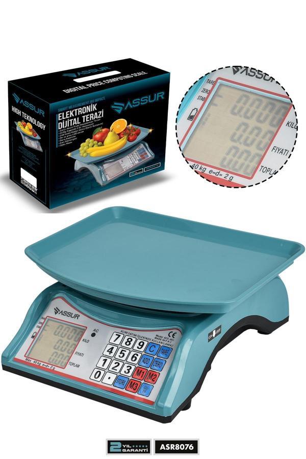 Assur Akülü Dijital Mutfak Terazisi 2 Gr 40 Kg Şarjlı Hassas Ölçüm Tartı Hassas Terazi - Image 1