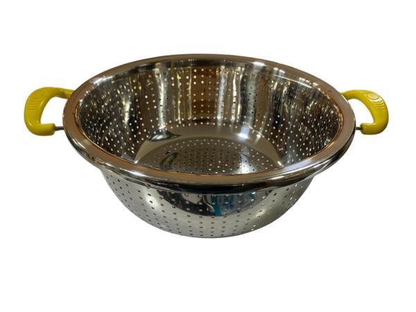 ENFA 28 cm Renkli Bakalit Kulplu Makarna ve Pirinç Süzgeci - Image 1