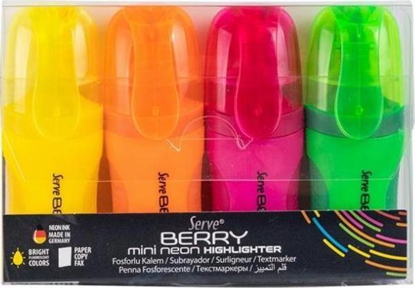 Serve Berry Mini Neon Fosforlu Kalem 4’lü - Image 1