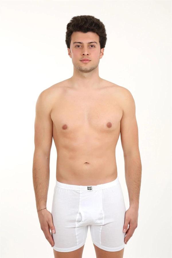 Erkek Paçalı Penye Boxer Beyaz - Image 1