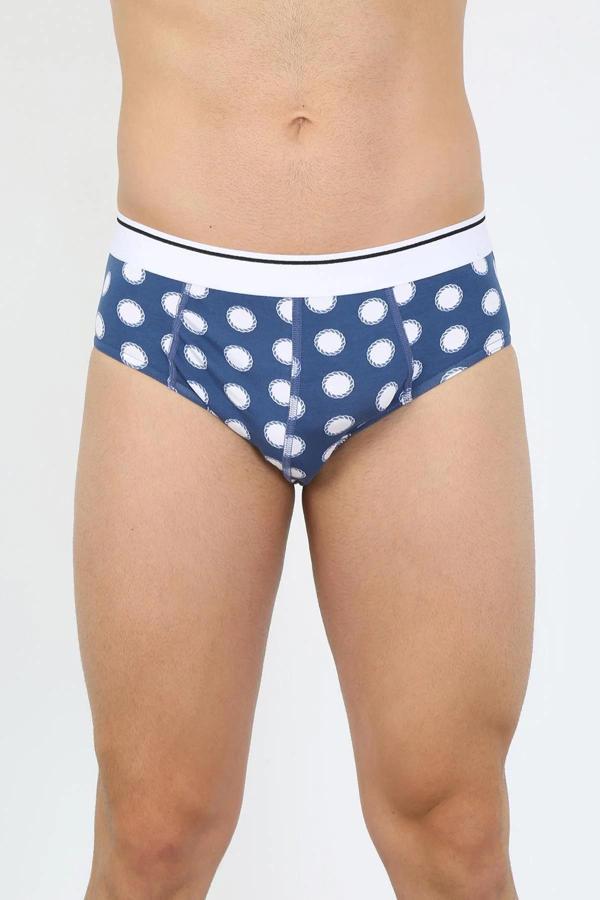 Erkek Pamuk Desenli Likralı Slip Lacivert - Image 1
