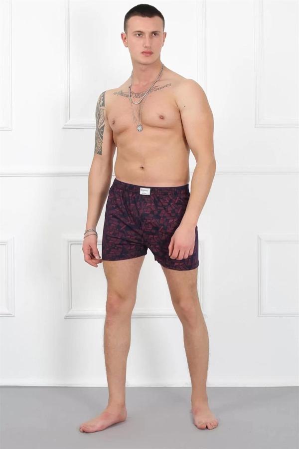 Erkek Penye Boxer Bordo - Lacivert - Image 1