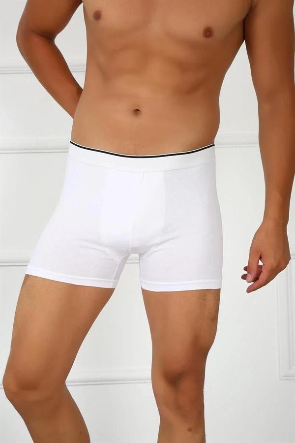Erkek Büyük Beden Pamuklu Likralı Boxer Beyaz - Image 1