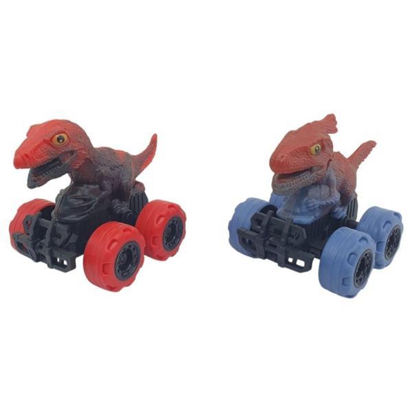 Sürtmeli Dinazor Arabalar 2'li - 12 cm - Triceratops & T-Rex - Image 1