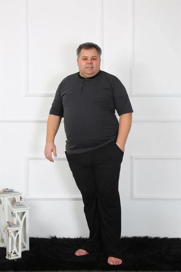 Büyük Beden Erkek Antrasit Penye Pijama Takım - Image 1