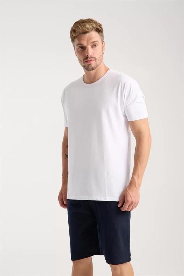 Erkek Cepli Lakost Pamuk Penye Şort Lacivert - Image 1