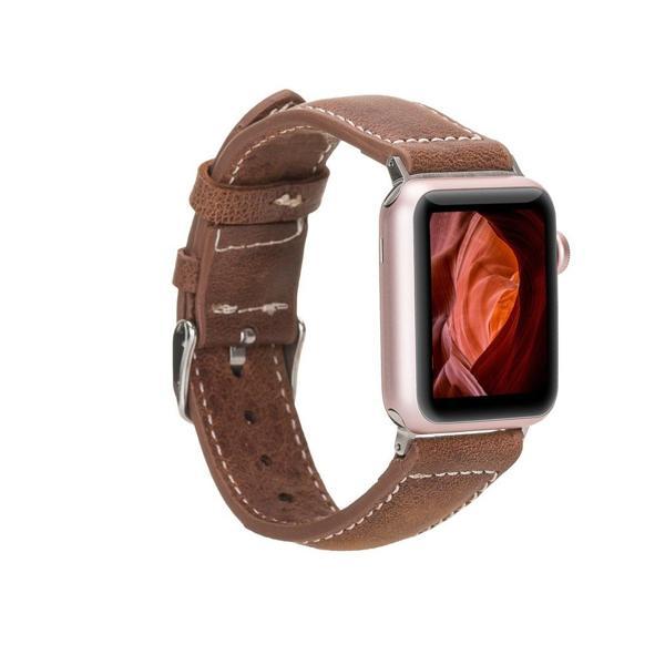 Apple Watch Uyumlu Deri Kordon 42-44-45mm NM1-AS2 Taba - Image 1