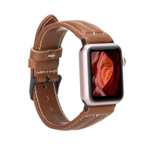 Apple Watch Uyumlu Deri Kordon 42-44-45mm NM3-AS2 Taba - Image 1