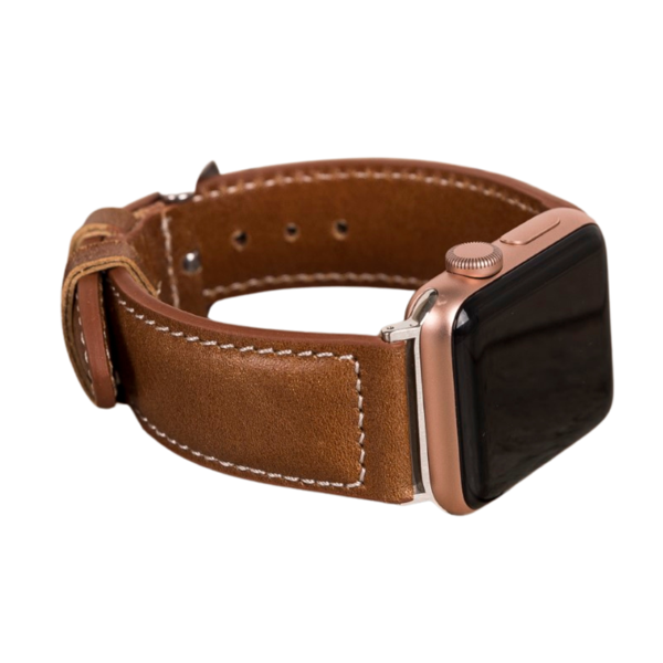 Apple Watch Uyumlu Deri Kordon 42-44-45mm NM4-AS2 Taba - Image 1