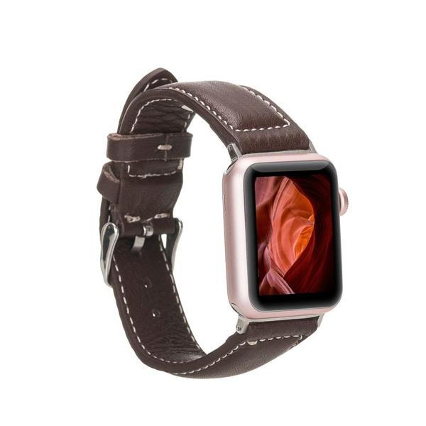 Apple Watch Uyumlu Deri Kordon 42-44-45mm NM4-AS4 Kahve - Image 1