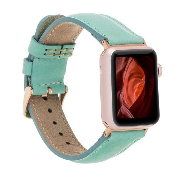 Apple Watch Uyumlu Deri Kordon 42-44-45mm BRN7 Yeşil - Image 1
