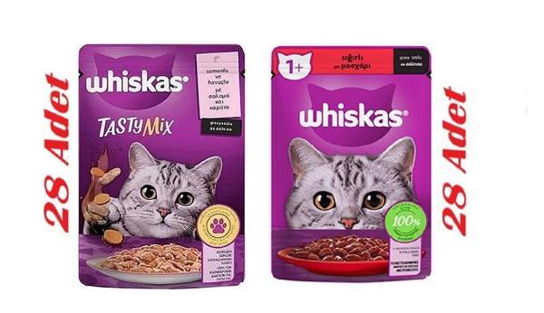 Whiskas Pouch Sos İçinde Somonlu Havuçlu Ve Sığır Etli Kedi Maması 85GR* 56 Adet - Image 1