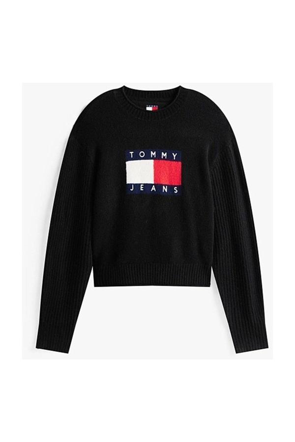 Tommy Jeans Logolu Yün Karışımlı Relaxed Fit Bisiklet Yaka Kazak Kazak Dw0Dw21782 Hev - Image 1
