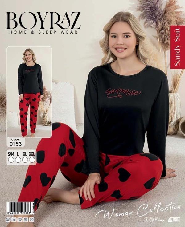 Boyraz 0153 Kadın Sandy Soft Uzun Kol Pijama Takımı - Image 1
