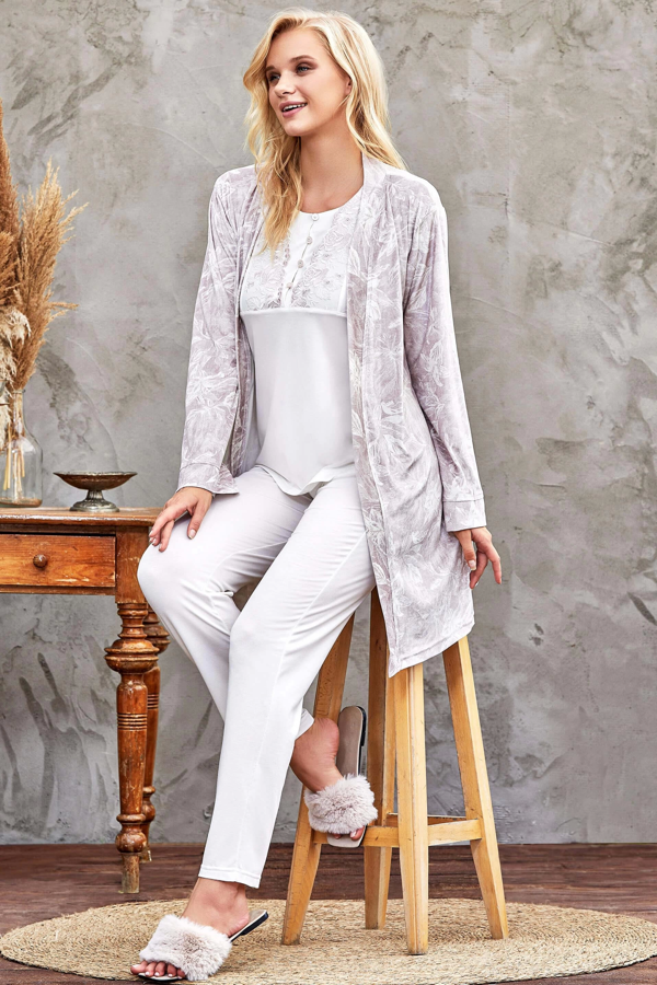 Flz 31-104 Bayan Kadife Sabahlık Pijama Takımı - Image 1