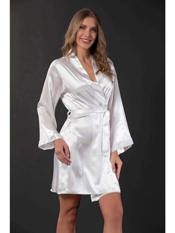 Nilay 652 Kısa Saten Sabahlık - Image 1