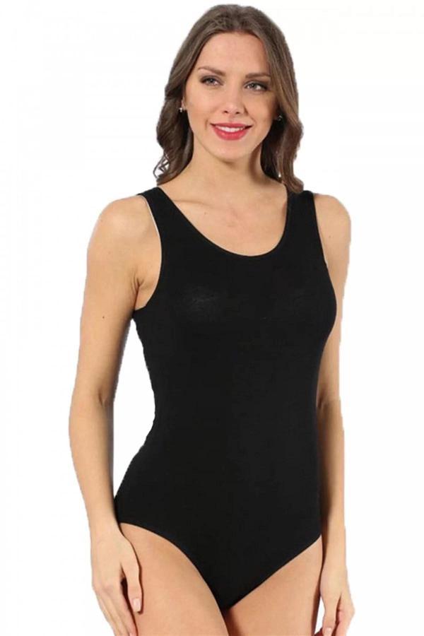 Bayan Kalın Askılı Body Siyah - Image 1