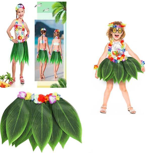 Tropikal Esintili Hawaii Yapraklı Parti Eteği Çocuk Boy - Image 1