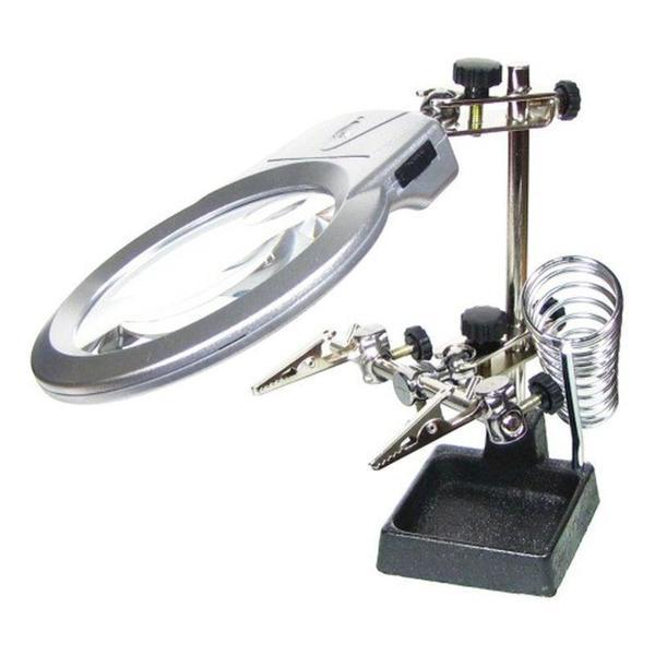 Ayarlanabilir Başlıklı Elektronikçi Yardım Lehim Standı Ile Ledli Büyüteç - Image 1