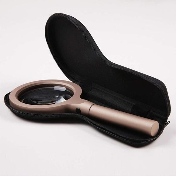 12 Led Işıklı 10X Büyüteç Yaşlılar Ve Çocuklar Için Okuma Saplı Metal Büyüteç 8013 - Image 1