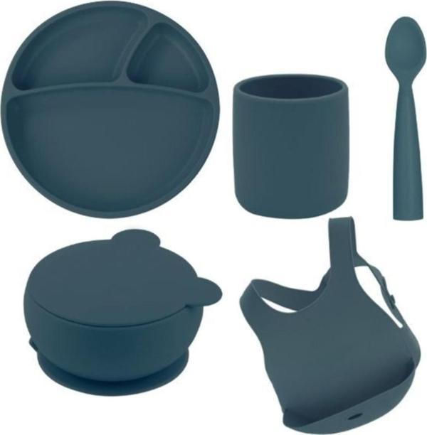 Oioi Silikon Beslenme Seti 5'li Deep Blue - Image 1