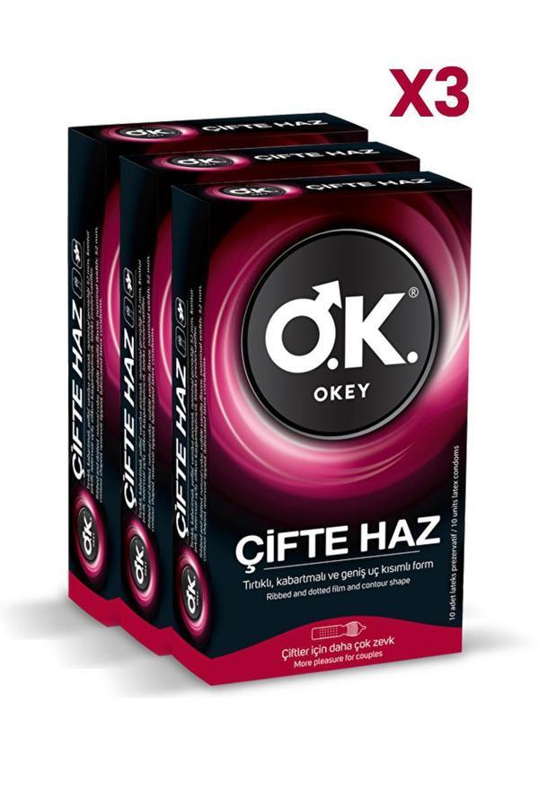 Okey Çifte Haz Prezervatif 10'lu x3 Adet - Image 1