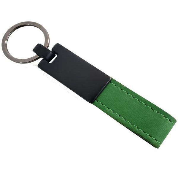 Yeşil Deri Metal Anahtarlık - Image 1