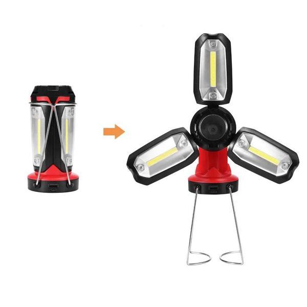 Şarjlı Katlanabilir 3 XCob Led + 3W Led Çok Fonksiyonlu Kamp Feneri P-8801 - Image 1