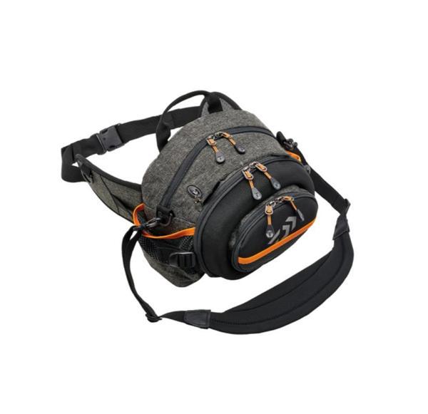 DAIWA BALIKÇI ÇANTASI GRİ TURUNCU BEL VE OMUZ ASKILI 30*22*18 - Image 1