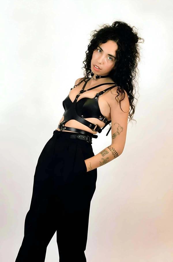 Deri Sütyen, Choker ve Göğüs Harness, Tarz Festival Giyim Ürünleri - APFT1296 - Image 1
