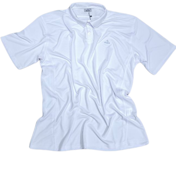 Fuba Mesh Yakalı Beyaz Tişört - Image 1