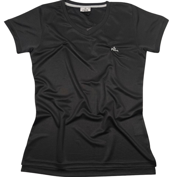 Fuba Kadın V Yaka Tişört Siyah - Image 1