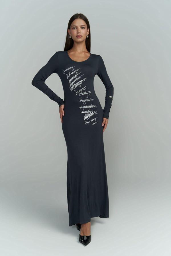 Ceria Füme Uzun Elbise - Image 1