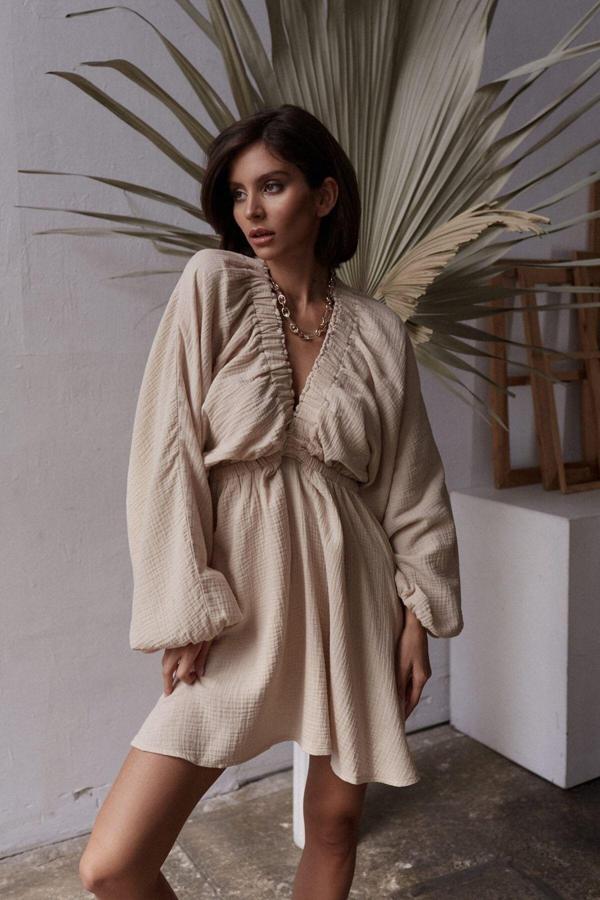 Grace Bej Müslin Elbise - Image 1