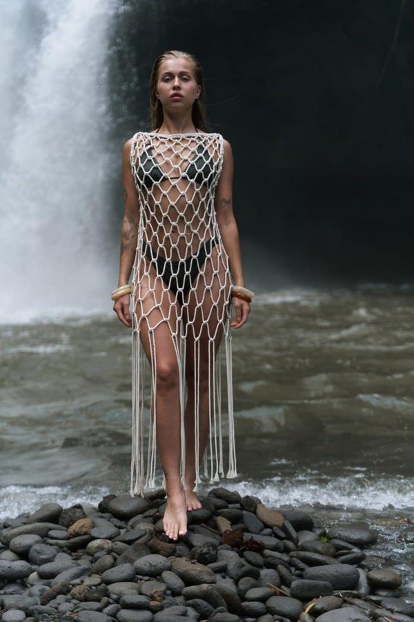 Hamper Bej File Elbise - Image 1