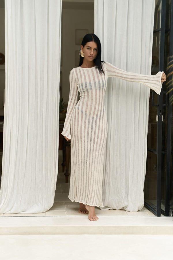 Railay Bej Uzun Triko Elbise - Image 1