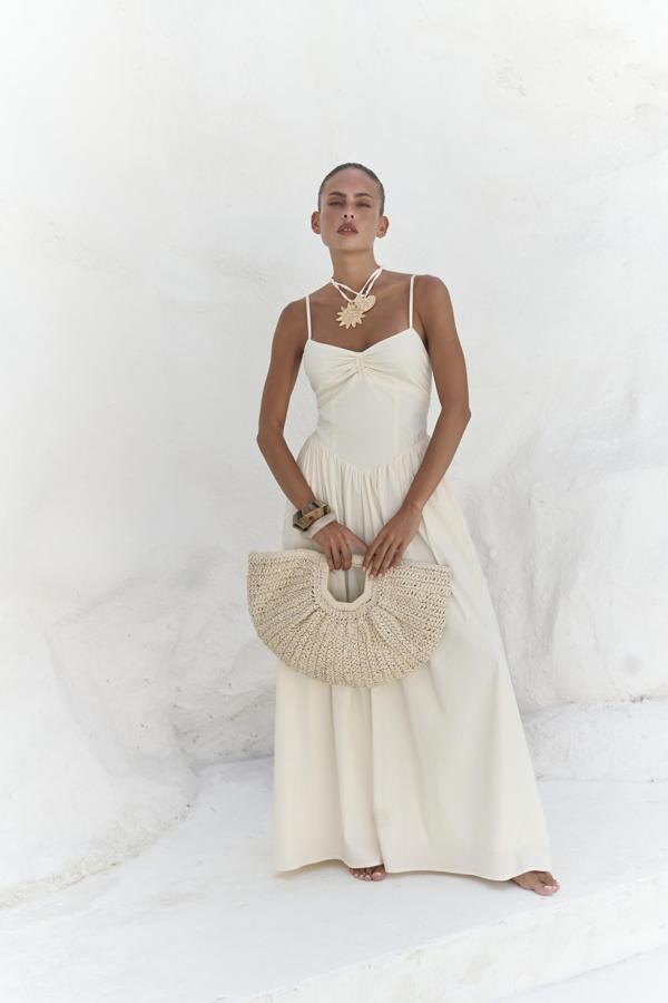 Hajar Askılı Sarı Uzun Elbise - Image 1