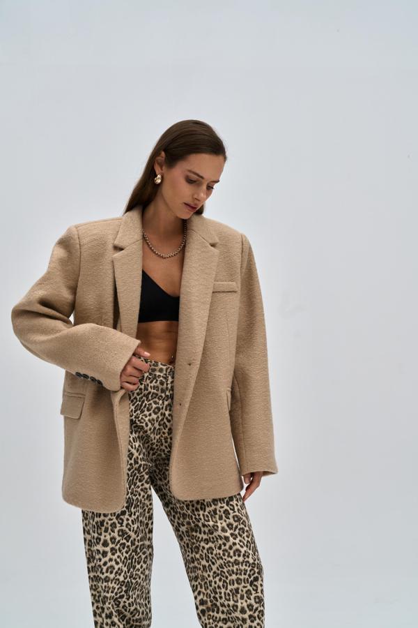 Enzo Taupe Blazer Ceket - Image 1