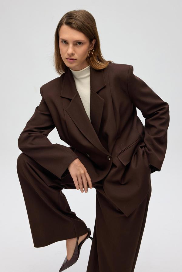 Solvei Pile Detay Kahve Blazer - Image 1