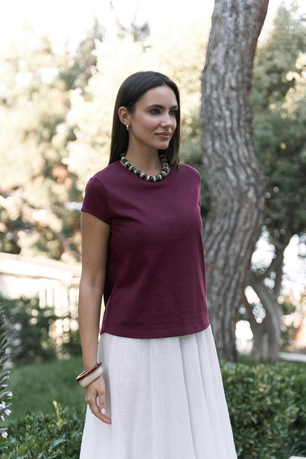 Suva Kısa Kol Bordo T-Shirt - Image 1